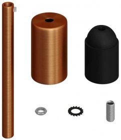 Spostaluce, černý kovový zdroj světla s E27 objímkou se závitem, textilním kabelem a bočními otvory