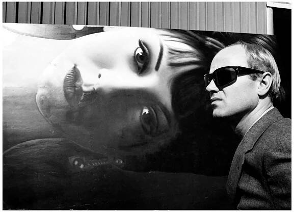 "James Rosenquist at the billboard factory, 1964, 2009" by Dennis Hopper, Photograph, gelatin silver print.