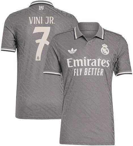 Vini Jr. Real Madrid adidas Originals 2024/25 Third Authentic Player Jersey - Charcoal
