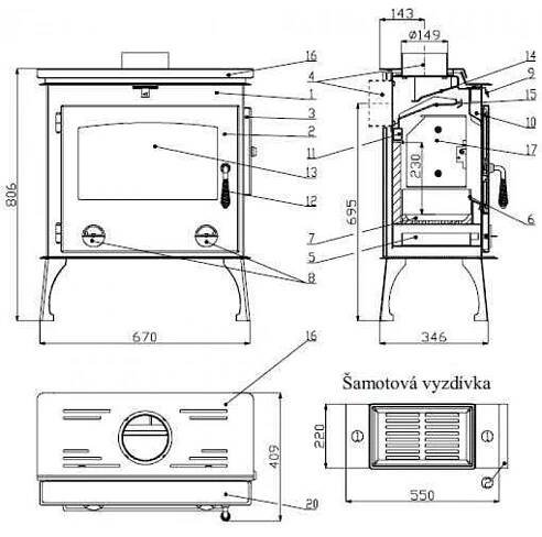 HAAS+SOHN krbová kamna Arktic černá 0470315000000