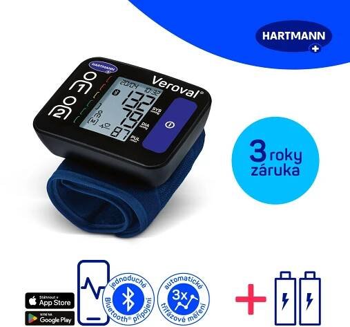 HARTMANN Veroval Compact + Connect zápěstní, Bluetooth připojení, 3 roky záruka