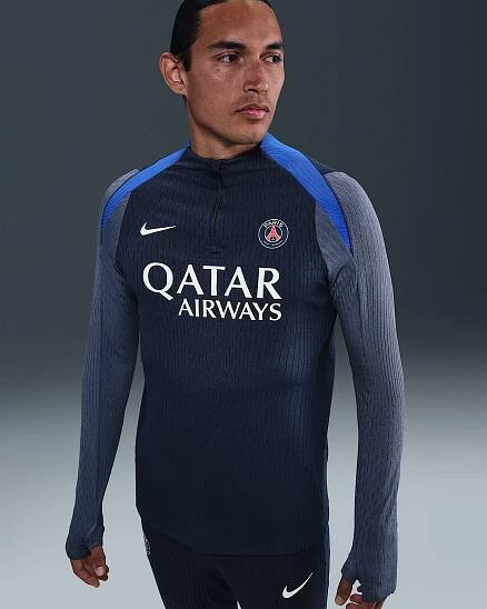 Pánské pleteninové tréninkové fotbalové tričko Nike Dri-FIT ADV Paris Saint-Germain Strike Elite - Midnight Navy/Diffused Blue/Hyper Royal/Bílá