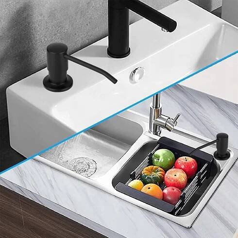 DÁVKOVAČ NA TEKUTINY DO KUCHYŇSKÉHO DŘEZU NA KUCHYŇSKOU DESKU 300 ml Hlavní materiál plast