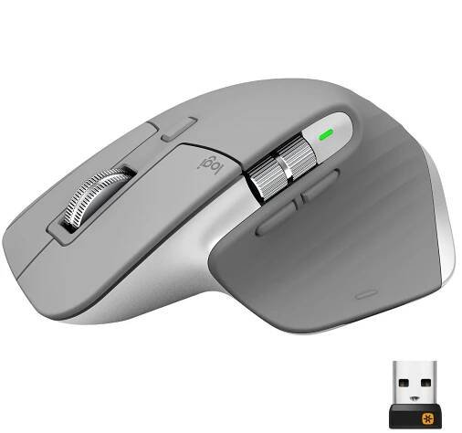 an image of a computer mouse with green light on the front and left side buttons