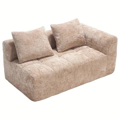 98.42&*; Modern Minimalist Sectional Sofa - Gray & Black Upholstered Couch with Storage, No *, Foam/Chenille Fabric, * Living