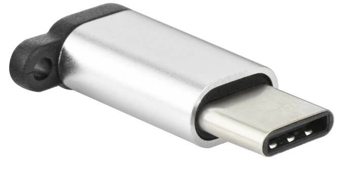 Adapter Micro USB / USB Type C Pendant PA-30 stříbrný
