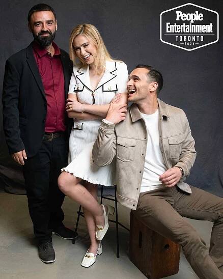 Director Petar Valchanov, Maria Bakalova, and Julian Kostov ('Triumph') Photographed in the PEOPLE, EW and Shutterstock Toronto International Film Festival 2024 Portrait Studio on September 8, 2024 in Toronto, Ontario, Canada. 