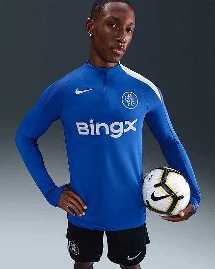 Pánské třetí pleteninové fotbalové tréninkové tričko Nike Dri-FIT Total 90 Chelsea FC Strike - Game Royal/Field Silver/Field Silver