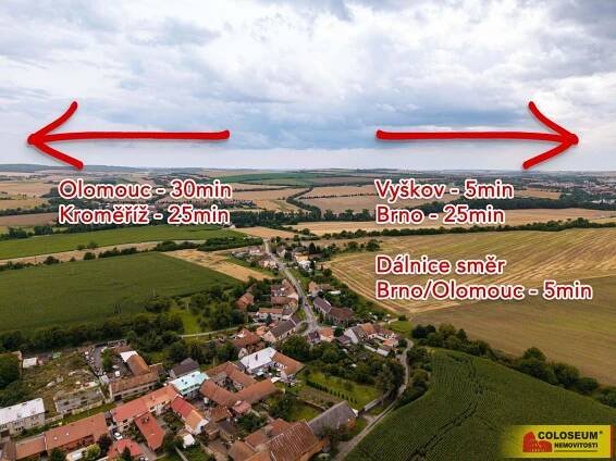 Křižanovice u Vyškova, zemědělský objekt, pozemek 5.144 m2 pozemek