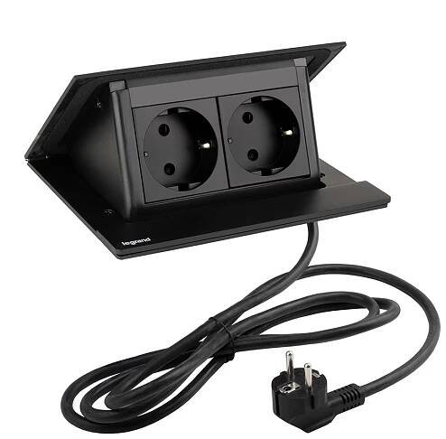 LEGRAND PopUp, 2x230V, černá matná, SCHUKO