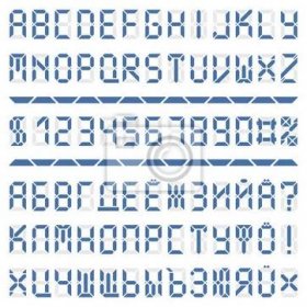 Digitální písmo abeceda písmena a číslice - Obrazy - myloview