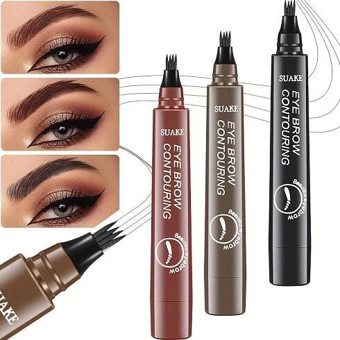 Wasserfester Augenbrauenstift, Microblading-Augenbrauenstift mit 4 geteilten Köpfen, Make-up für natürliche Augenbrauen