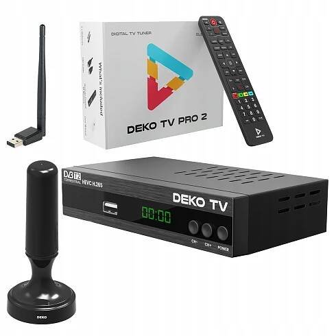 Tuner DVB-T2 DekoTV H.265 PRO2 + 2jiné produkty
