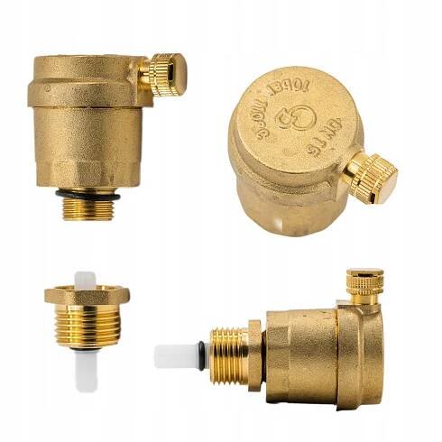 Odvzdušňovač radiátoru Automatický 1/2'' Mosazný NÍZKÝ pro CO Vertikální
