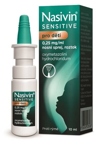 Nasivin Sensitive pro děti 0,25 mg/ml nosní sprej, roztok 10 ml