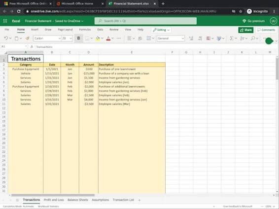 Create a Financial Statement using Microsoft Excel (Short Course) | Coursera