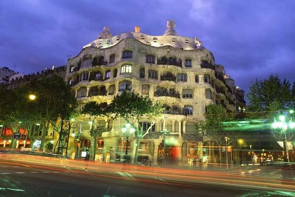 Image of Casa Mila, also known as La Pedrera, building by architect Antoni Gaudi Barcelona Spain