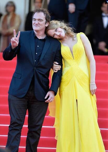 Quentin Tarantino and Uma Thurman attend the "Clouds Of Sils Maria" premiere during the 67th Annual Cannes Film Festival on May 23, 2014 in Cannes, France.