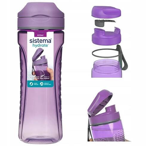 Cestovní láhev Lahev Na Pití na vodu a nápoj Sistema Tritan Swift 600 ml Fialová