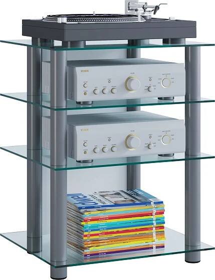 Hifi nábytek Rack Alu Glass Phono Media Rack Bilus