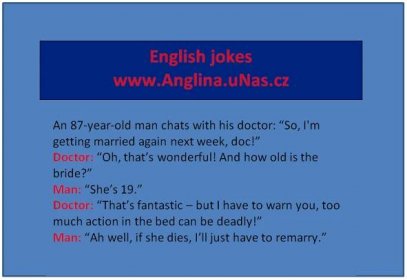 English Jokes na nejlepší Anglina.uNas.cz - Porovnávání pomocí přídavných jmen, Přítomný čas průběhový