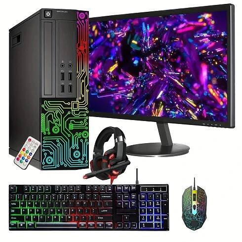 Dell RGB Gaming Desktop Computer PC, * *-4570 3.2 GHz, 16G *, 512GB SSD, 24 Inch LCD Monitor, RGB Keyboard&Mouse And Headset, USB WiFi, Wi