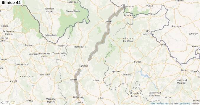 Silnice 44 - mapa Silnice 44 | Kurzy.cz