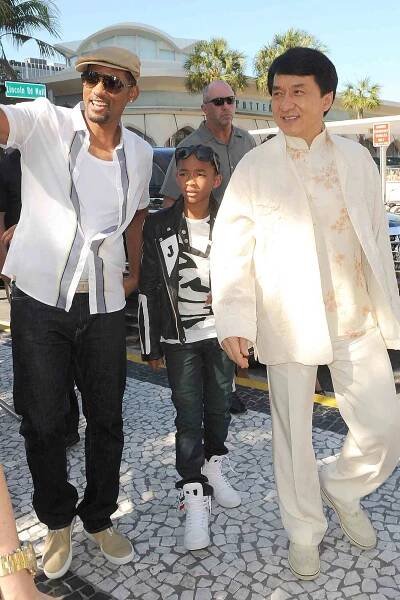 Will Smith, Jaden Smith and Jackie Chan attends a special screening of Columbia Pictures' The Karate Kid at Regal South Beach on May 24, 2010 in Miami, Florida. 