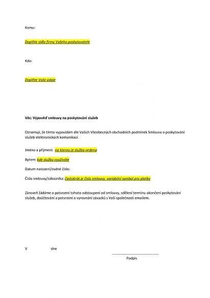 Jak vypovědět smlouvu internetu - Návod + vzor ke stažení zdarma