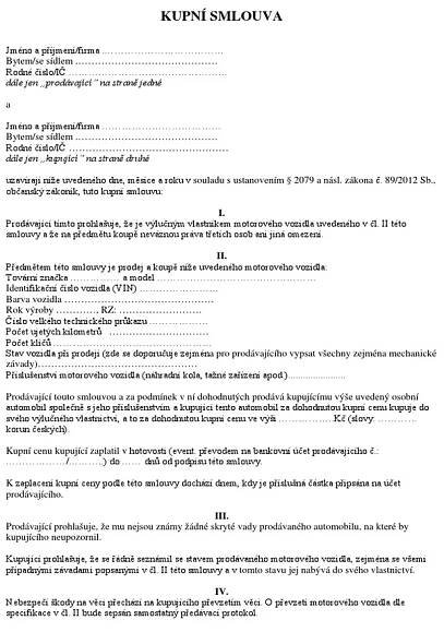 Kupní-smlouva-na-auto-vzor-v-pdf | PDF