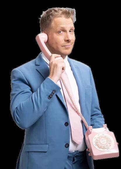 Oliver Pocher mit Telefon, Rent a Pocher