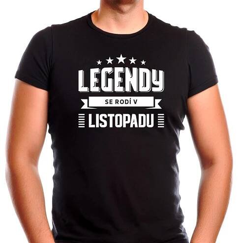 Pánské narozeninové tričko legendy se rodí v listopadu černé