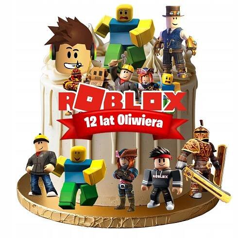 CUKROVÝ OPLATEK NA DORT VÝTISK ROBLOX + NÁPIS SADA dekorace
