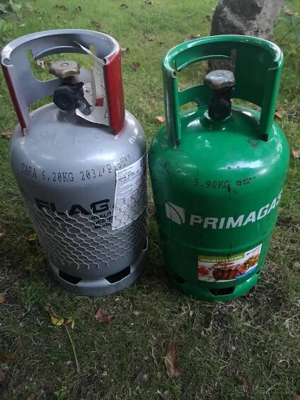5kg láhev na PB jedna prázdná, druhá plná, JEN OBĚ SPOLEČNĚ