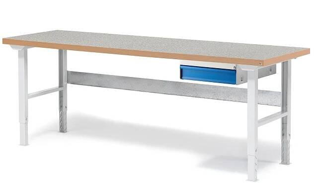 Dílenský stůl SOLID, 2000x800 mm, nosnost 750 kg, 1 zásuvka, vinylový povrch