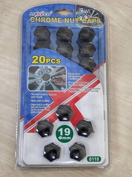 Krytky na šrouby, velikost 19mm, černé, sada 20ks