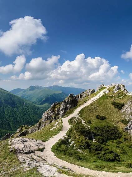 The trail up to Great Rozsutec in The Vratna valley at the national park Mala Fatra, Slovakia