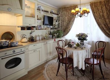 Malé kuchyně ve stylu Provence (60 fotografií): design rohových a přímých kuchyní v interiéru "Khrushchev" a další možnosti