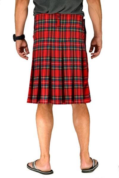 Sukně střední pánská červená PUNK Kilt, pohodlná varianta do horkého léta