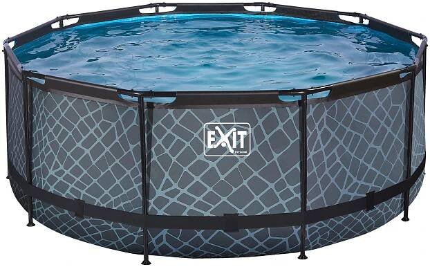 EXIT POOL STONE 360X122 360/122 cm  - Grau, KONVENTIONELL, Metall (360/122cm) - EXIT Toys