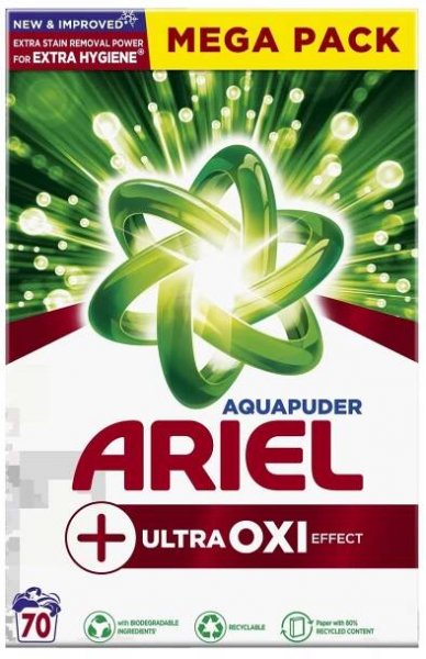 Ariel +Extra Clean Power mega pack box prací prášek, 70 praní | Drogeo.cz