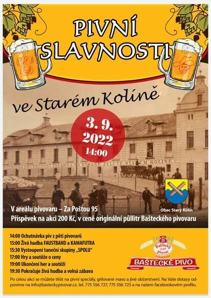 Pivní slavnosti ve Starém Kolíně – sobota 3. září 2022 - Food Festivaly