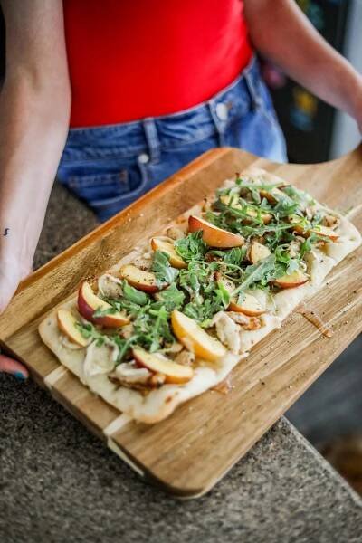 Brie, Nectarine, & Chicken Flatbread
