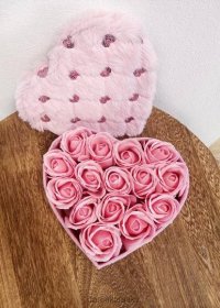 Flower box srdce plyšové pink