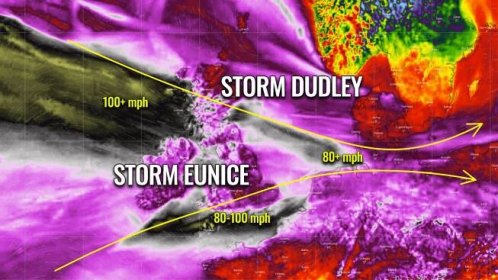 A Dangerous Combo of Winter Storm Dudley and Eunice heads for the UK, Benelux, and Germany this week, after the wild North Atlantic response to an Active Polar Vortex aloft