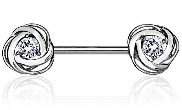 Piercing do bradavky chirurgická ocel se zirkony