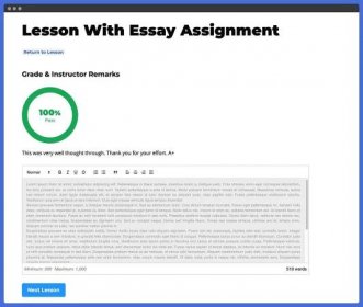 Screenshot of a submitted and graded LifterLMS Essay Assignment Type
