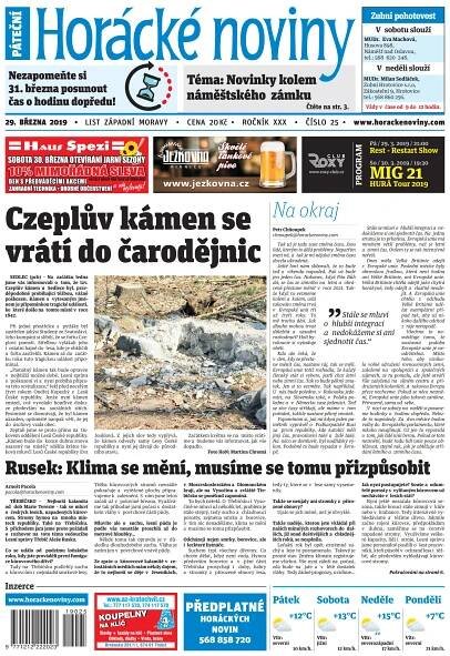 Časopis Horácké Noviny Pátek 29.3.2019 č. 025