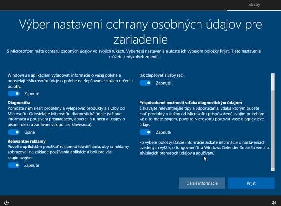 Dvanáste okno inštalácie Windows 10
