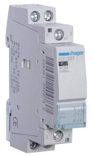 Hager ESC227 Stykač 25A, 1 spínací +1 rozpínací, 230V AC